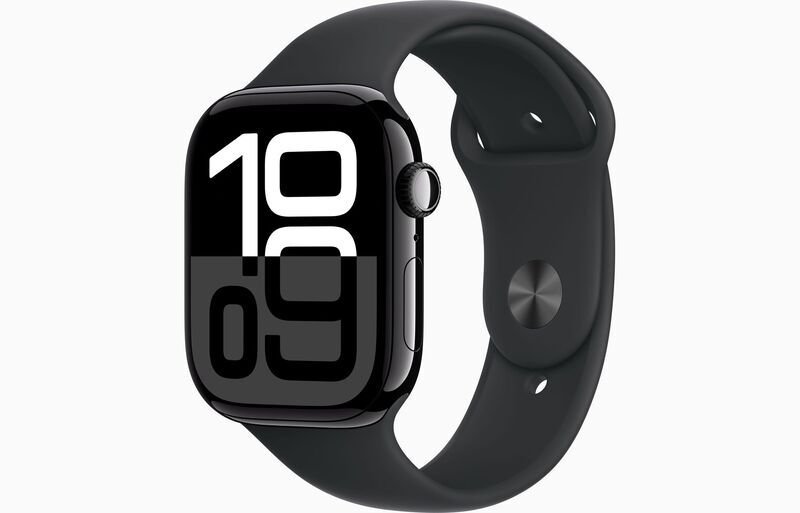 Apple Watch Series 10 Aluminum Aluminum 46 mm 2024 Jet Black Sport Band Black GPS + Cellular - Excellent