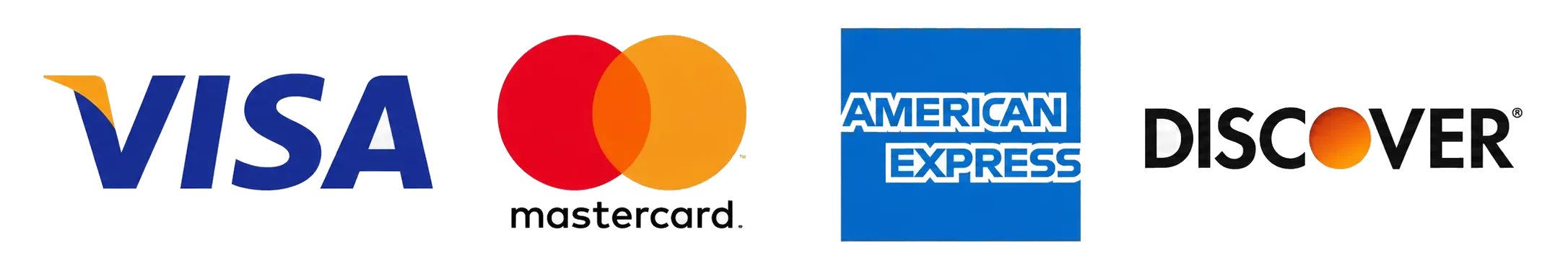 Visa, Mastercard, American Express and Discover accepted